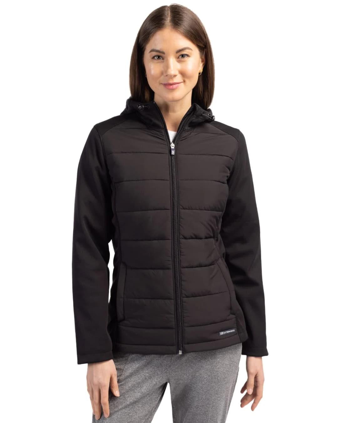 Cutter & Buck Evoke Hybrid Eco Softshell Recycled Full Zip Womens Hooded Jacket