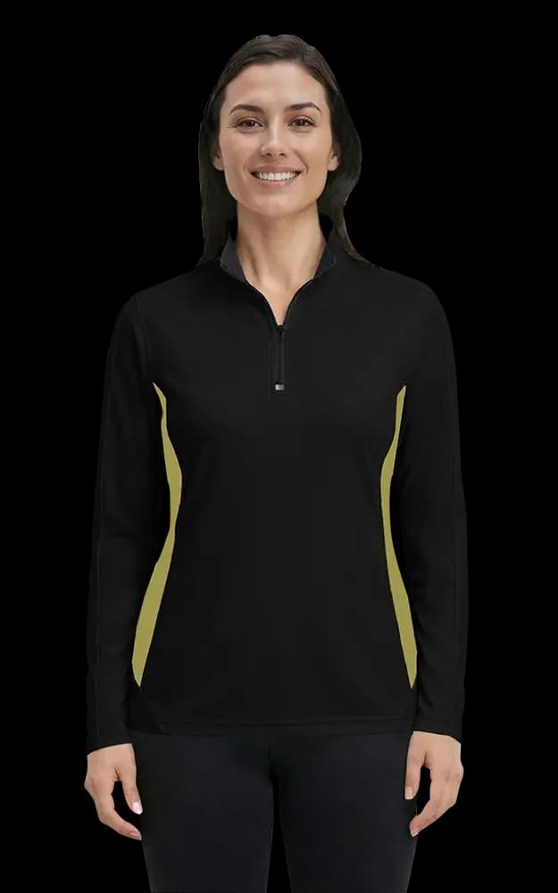 Blue Generation Ladies' Wicking Colorblock L/S Zip Pullover