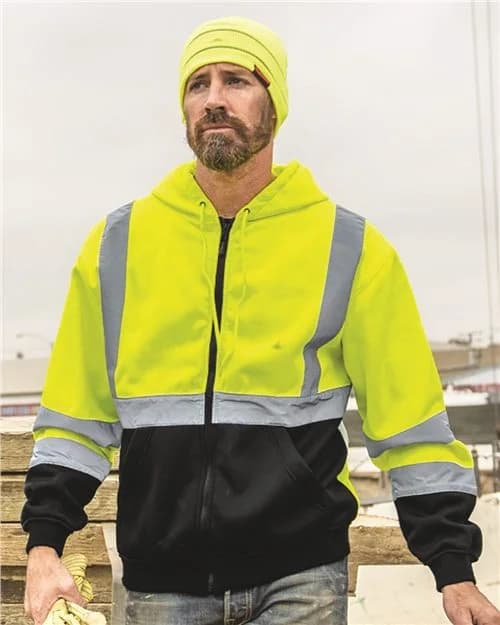Kishigo Unisex Hi-Vis Full-Zip Hooded Sweatshirt