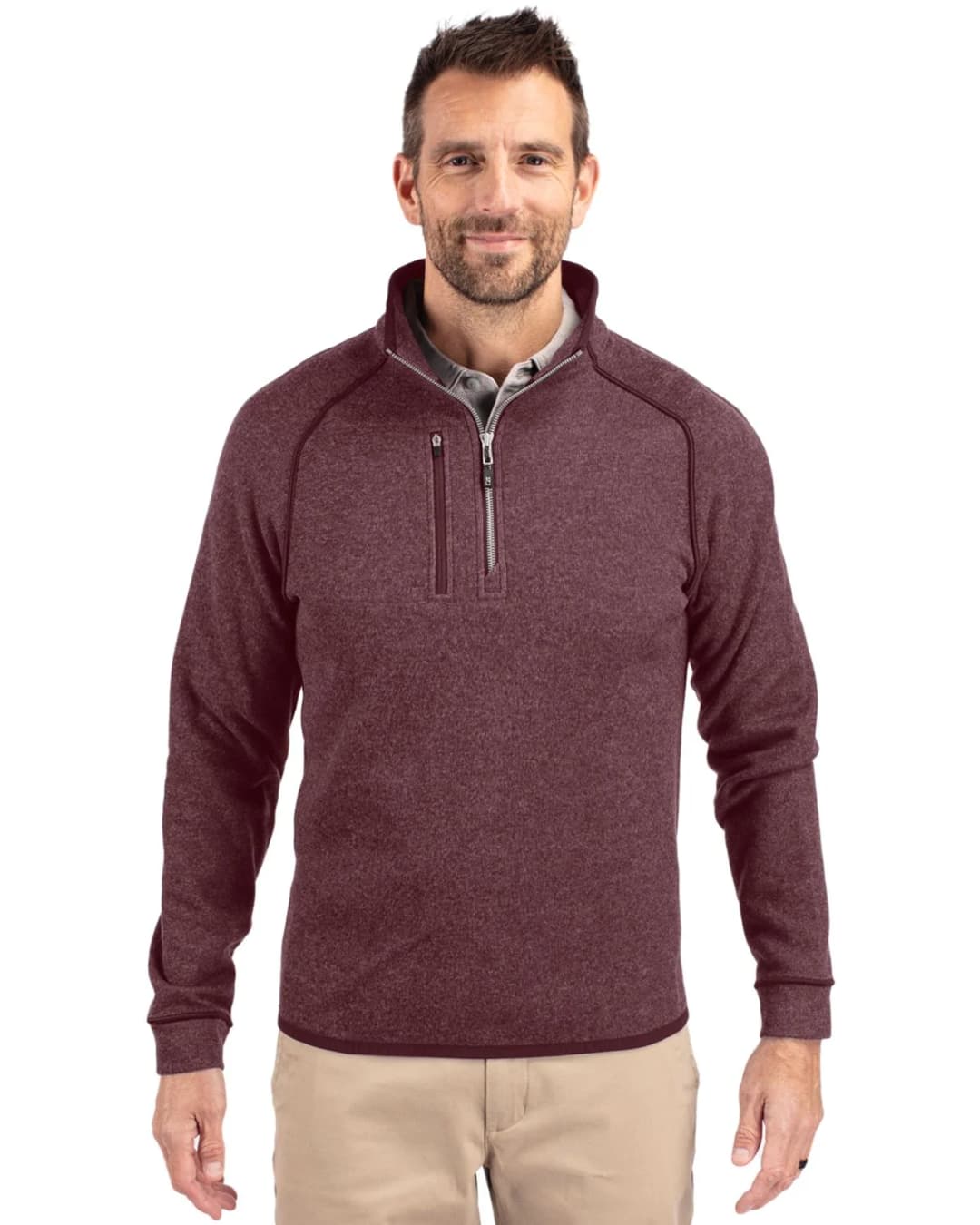 Cutter & Buck Mainsail Sweater-Knit Mens Half Zip Pullover Jacket