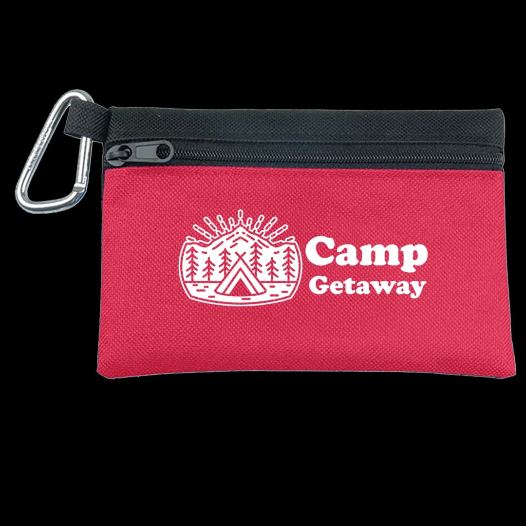 Two-Tone Polyester Zip Pouch with Carabiner