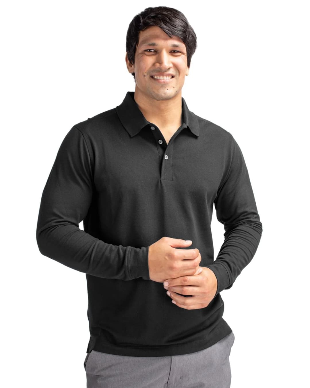 Cutter & Buck Advantage Tri-Blend Pique Mens Big and Tall Long Sleeve Polo