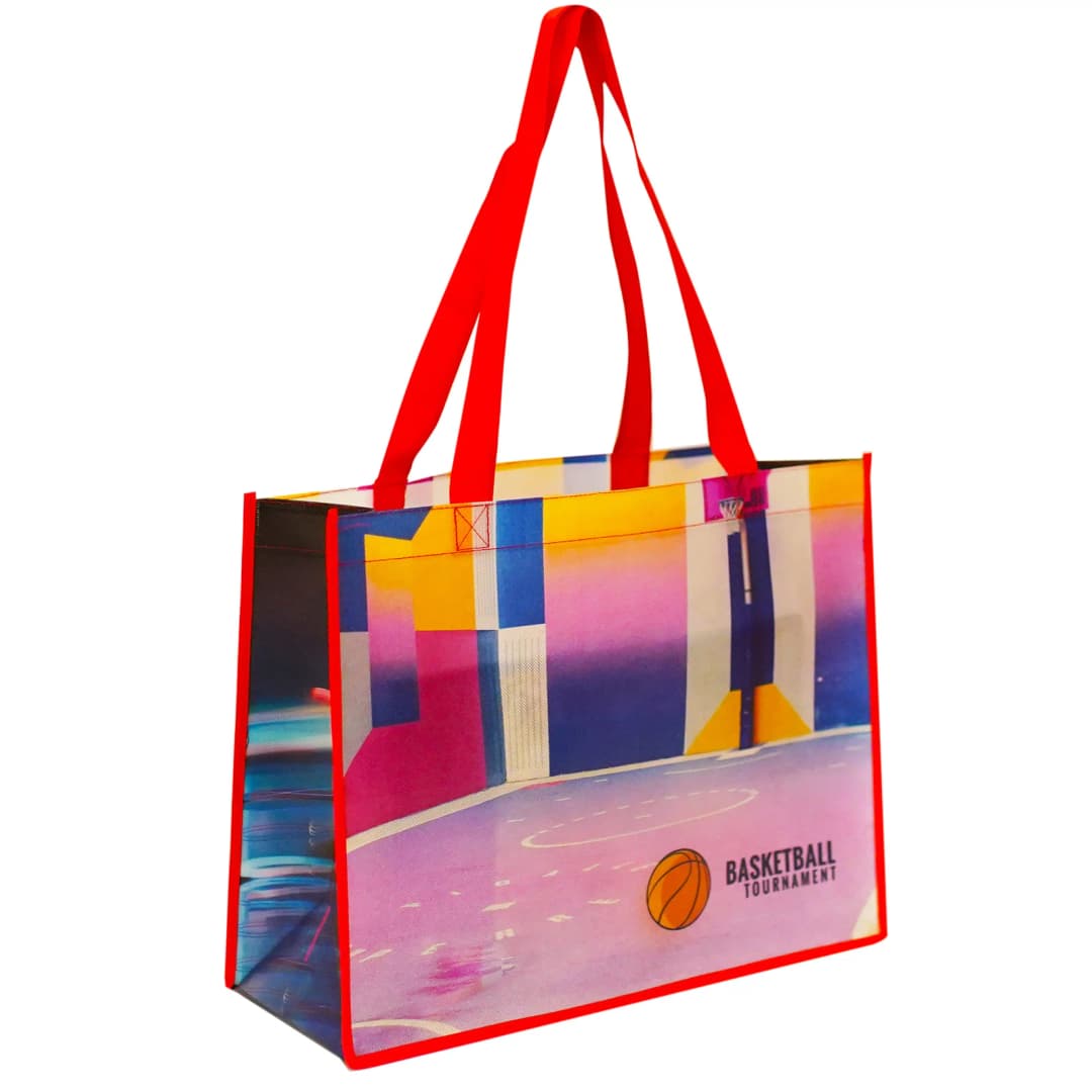 Laminated Non Woven Polypropylene Tote: 16" W X 12" H X 6" D