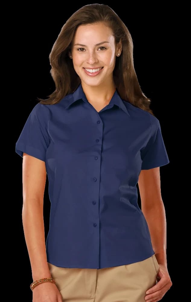 Blue Generation Ladies' Short-Sleeve Stretch Poplin Shirt
