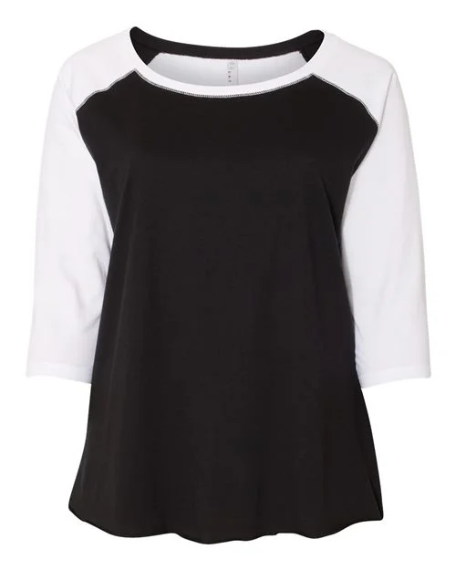 LAT Women's Curvy Collection Baseball Three-Quarter Sleeve Tee