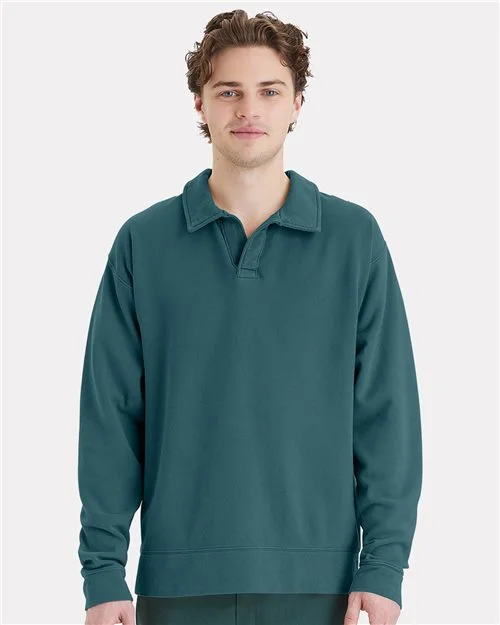ComfortWash by Hanes Unisex Garment-Dyed Polo Collar Sweatshirt