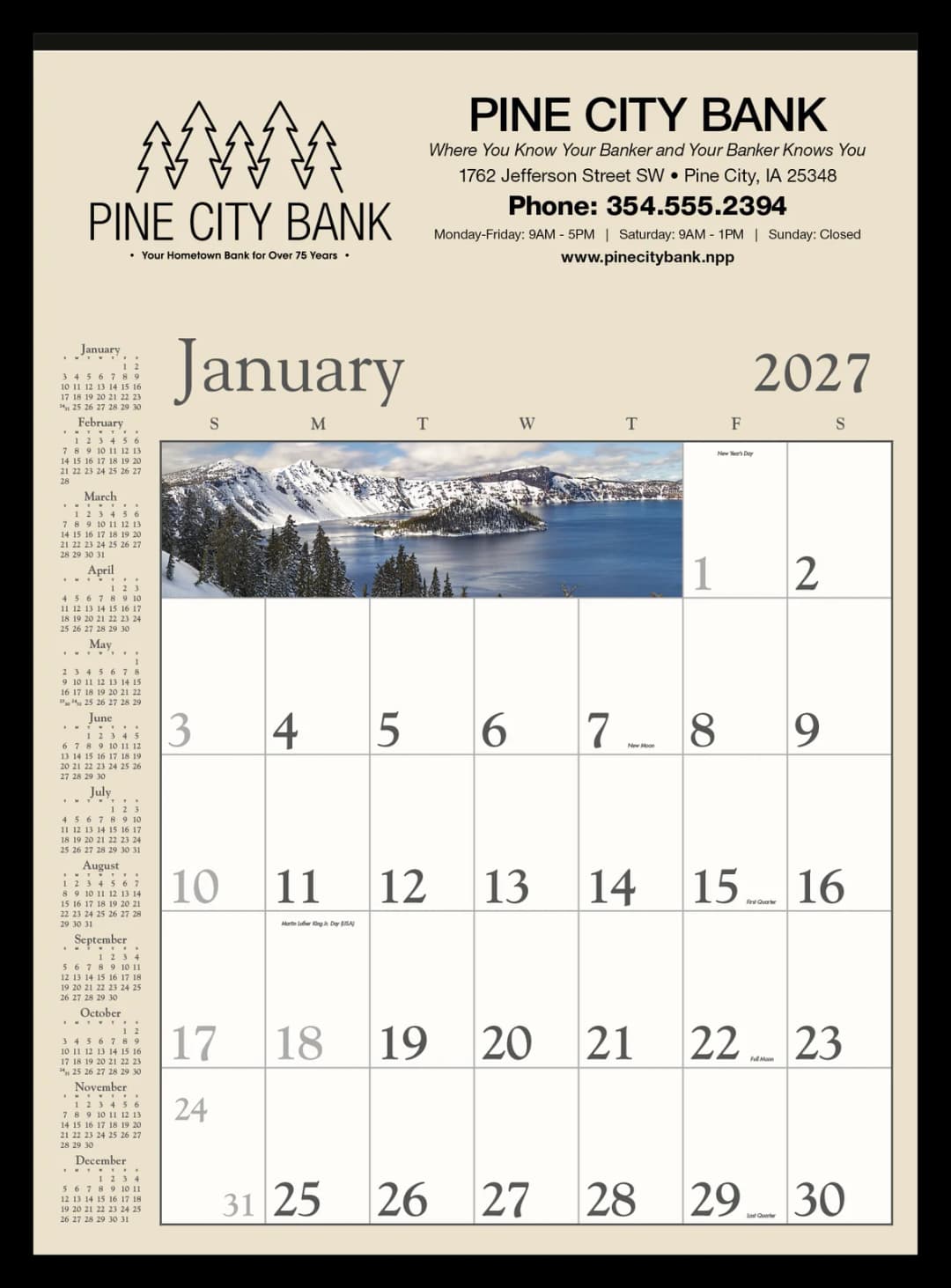 Decorator Memo (Tan) Calendar