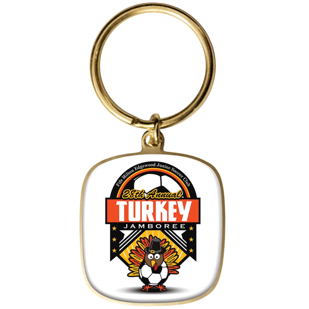 Digistock Keychains: 1 3/8" Dia In Shiny Gold
