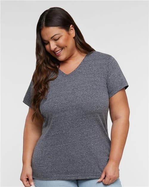 LAT Women's Harborside Mélange V-Neck Tee