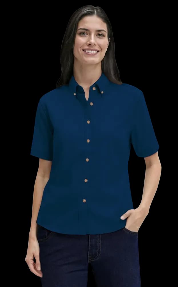 Blue Generation Ladies' Short-Sleeve 100% Cotton Twill Shirt