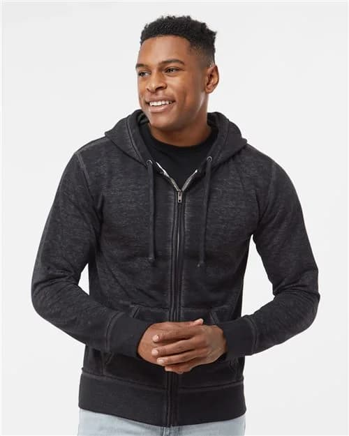 J. America Men's Vintage Zen Fleece Full-Zip Hooded Sweatshirt