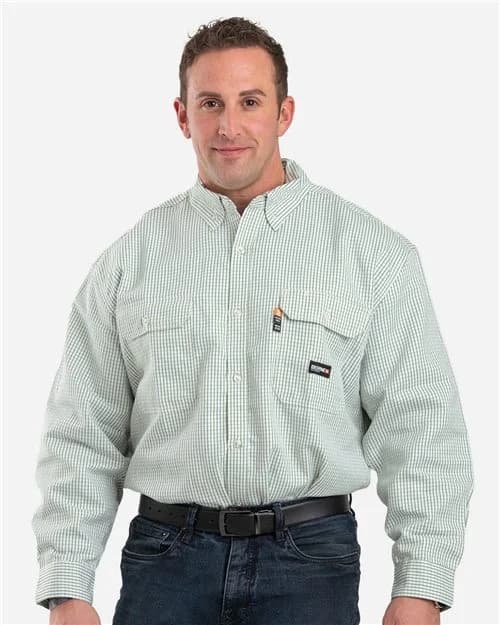 Berne Apparel Men's Flame-Resistant Down Plaid Work Shirt