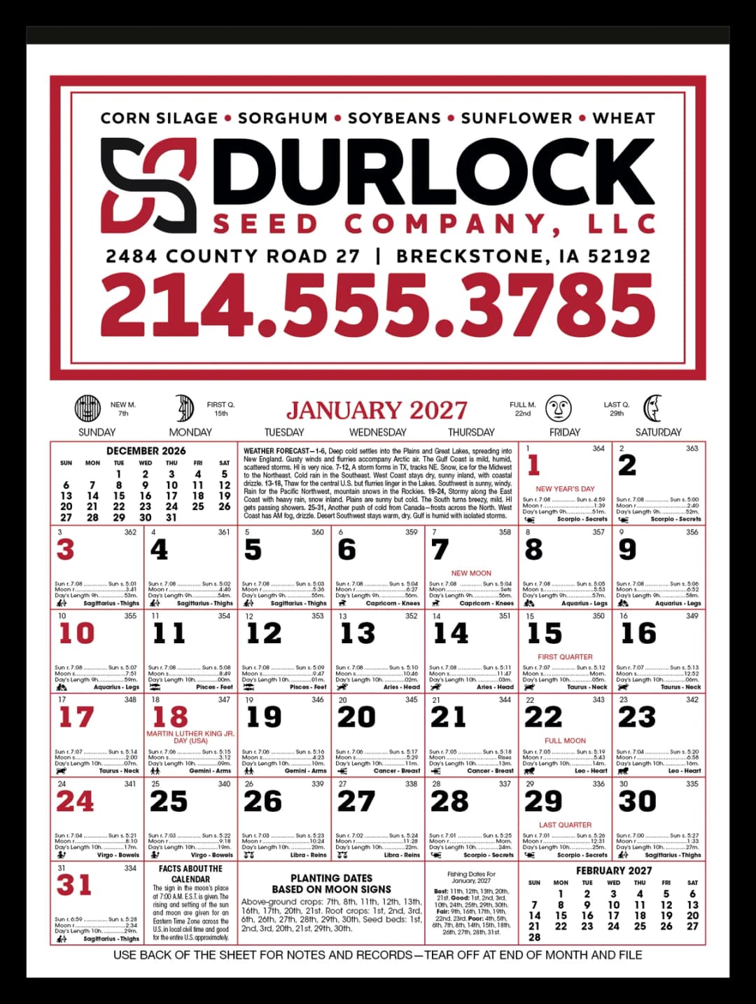 12-Sheet Almanac Calendar