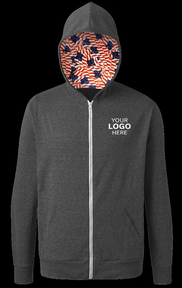 Blue Generation Americana Triblend Contrast Zip Front Hoodie