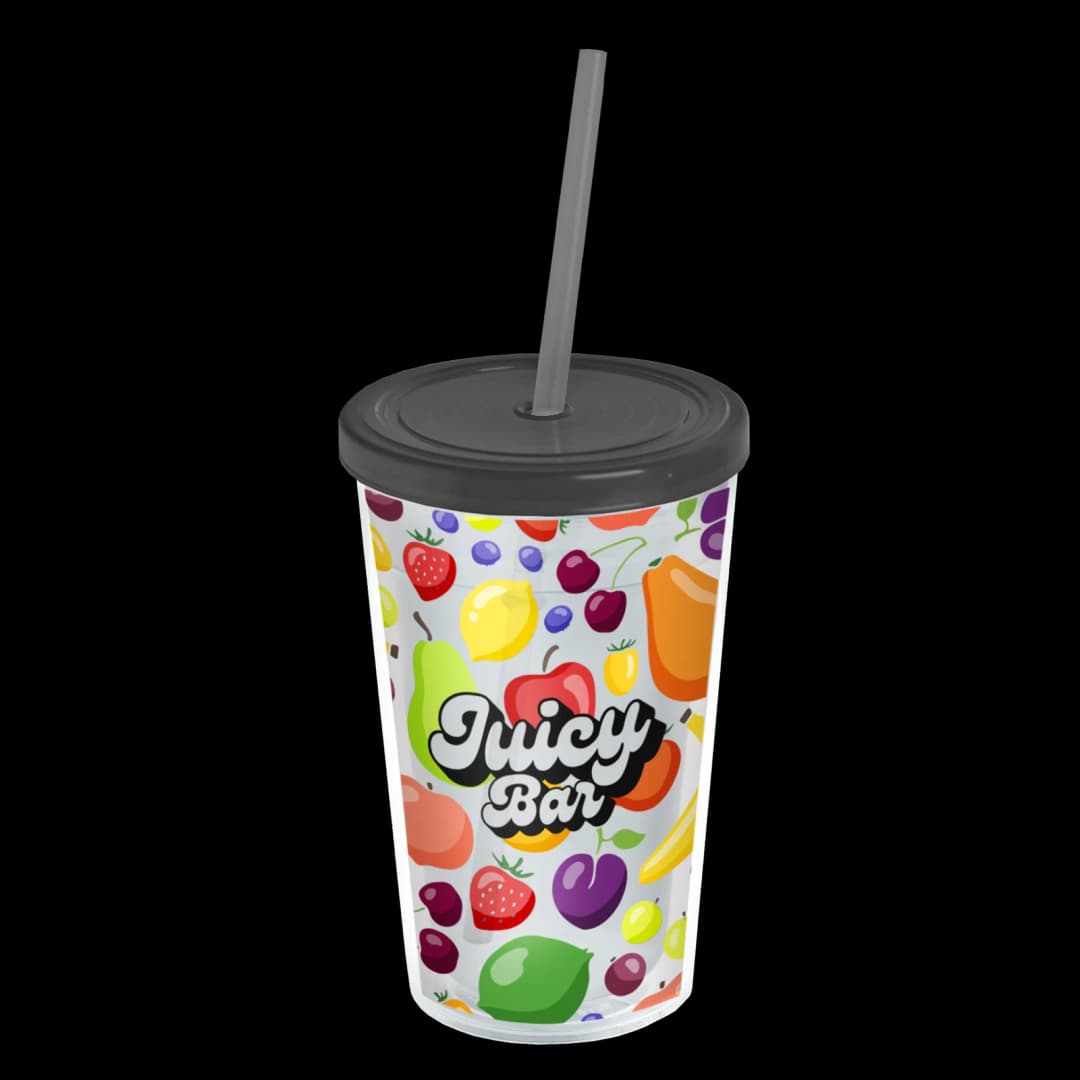 Transparent Tumbler with Straw Lid and Full-Color Insert - 16 oz.