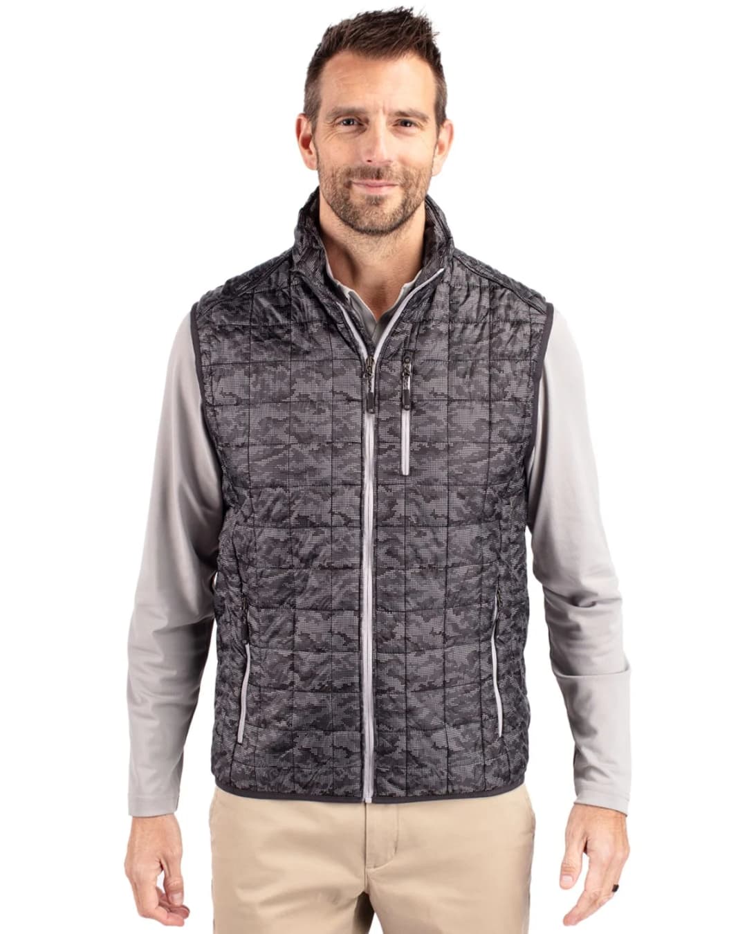 Cutter & Buck Rainier PrimaLoft? Mens Eco Insulated Full Zip Printed Puffer Vest