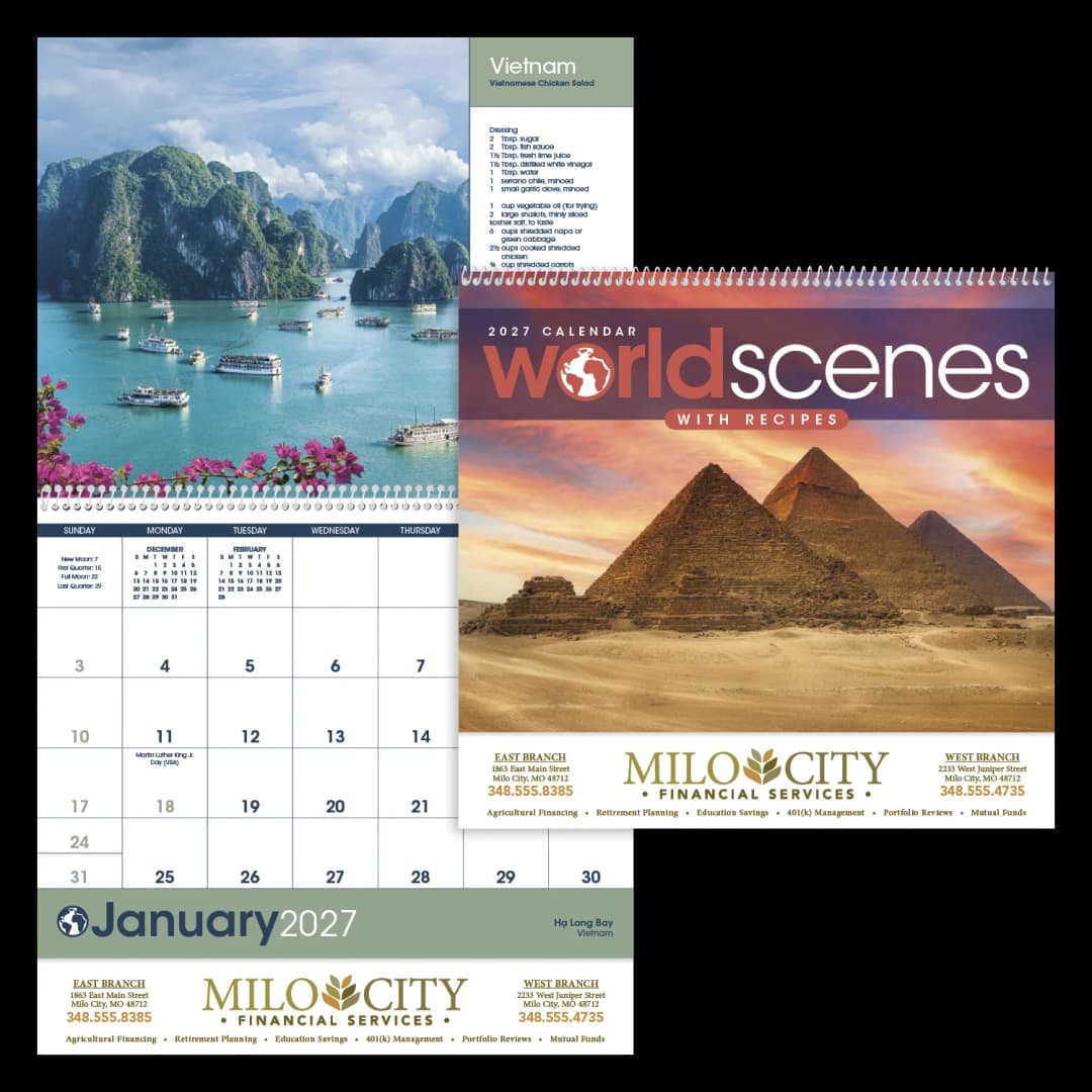 World Scenes with Recipe Calendar