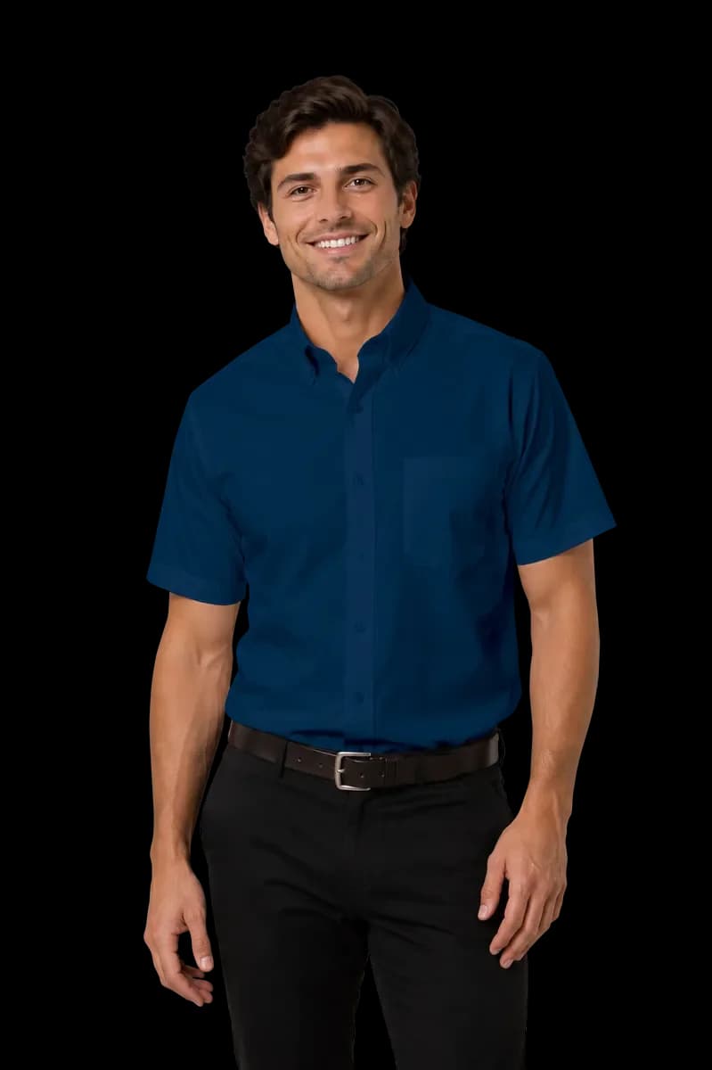 Blue Generation Men's Short-Sleeve Value Poplin Shirt