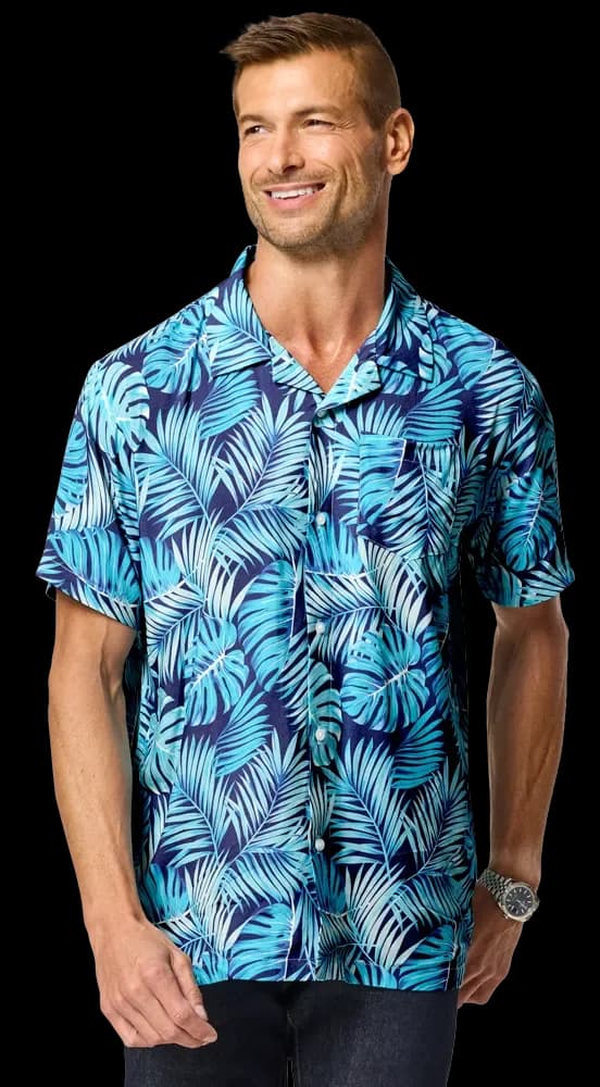 Blue Generation Adult Short-Sleeve Challis Camp Shirt