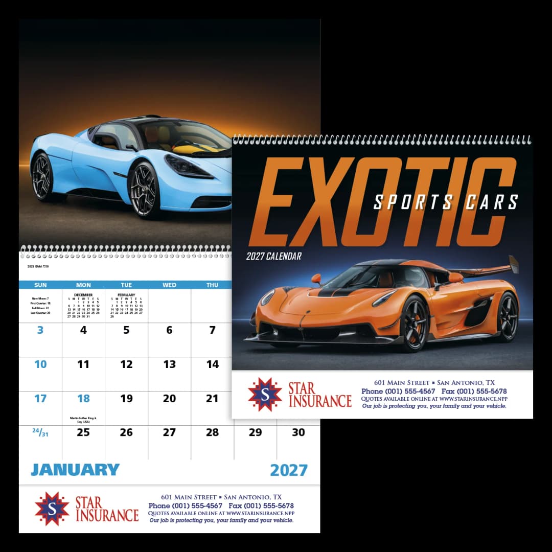 Exotic Sports Cars - Spiral Calendar