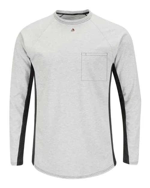Bulwark Men's Long Sleeve FR Two-Tone Base Layer with Concealed Chest Pocket - EXCEL FR