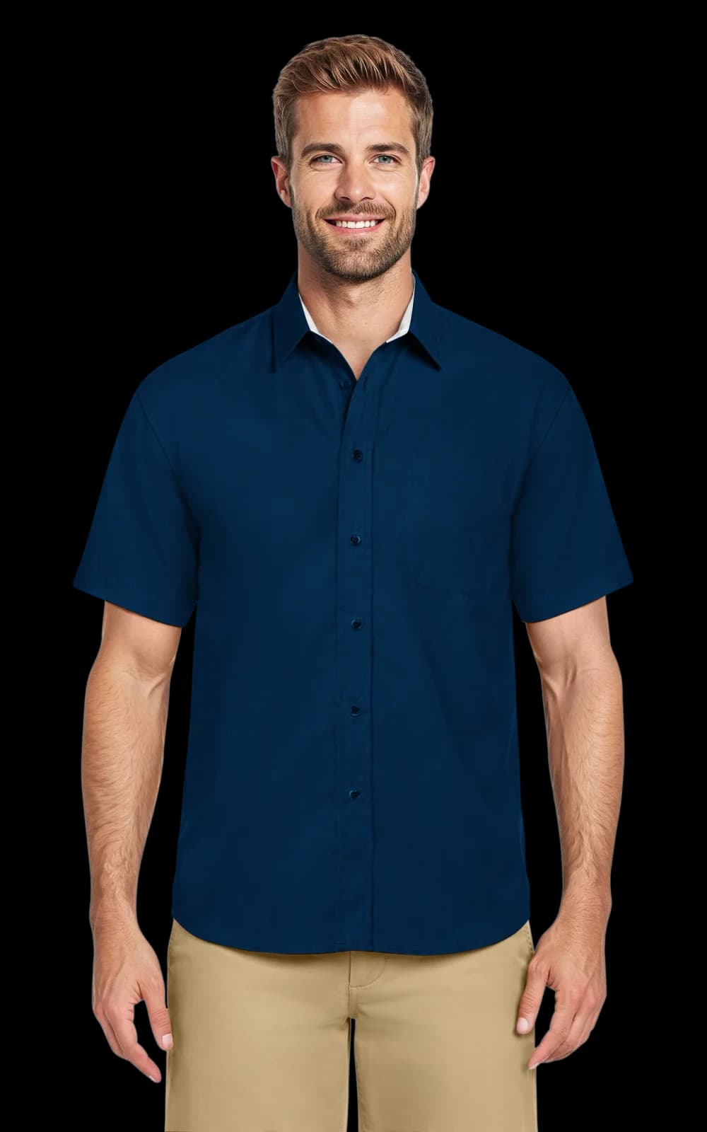 Blue Generation Men's Short-Sleeve Fine Line Twill Shirt