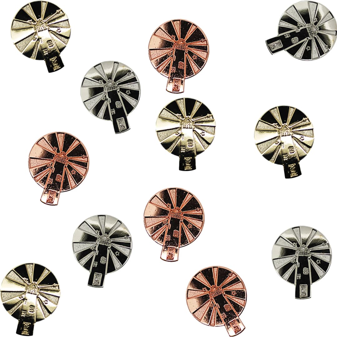 Diestruck Sandblasted Lapel Pins: Copper/Brass 1/2" W X 1/2" H
