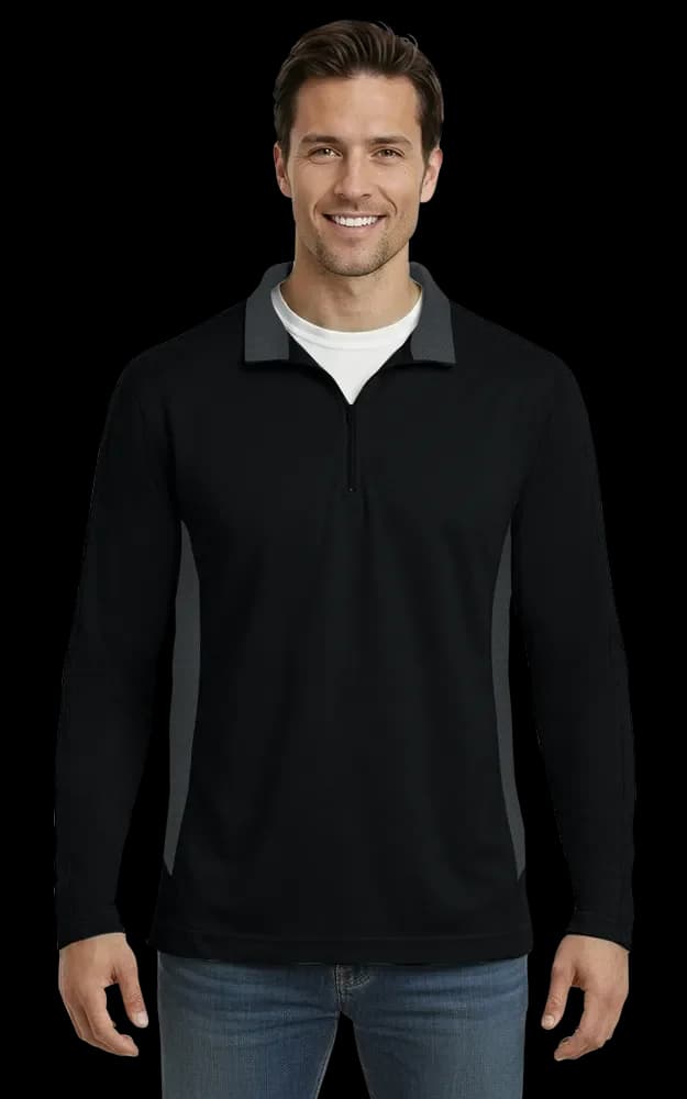 Blue Generation Men's Wicking Colorblock L/S Zip Pullover