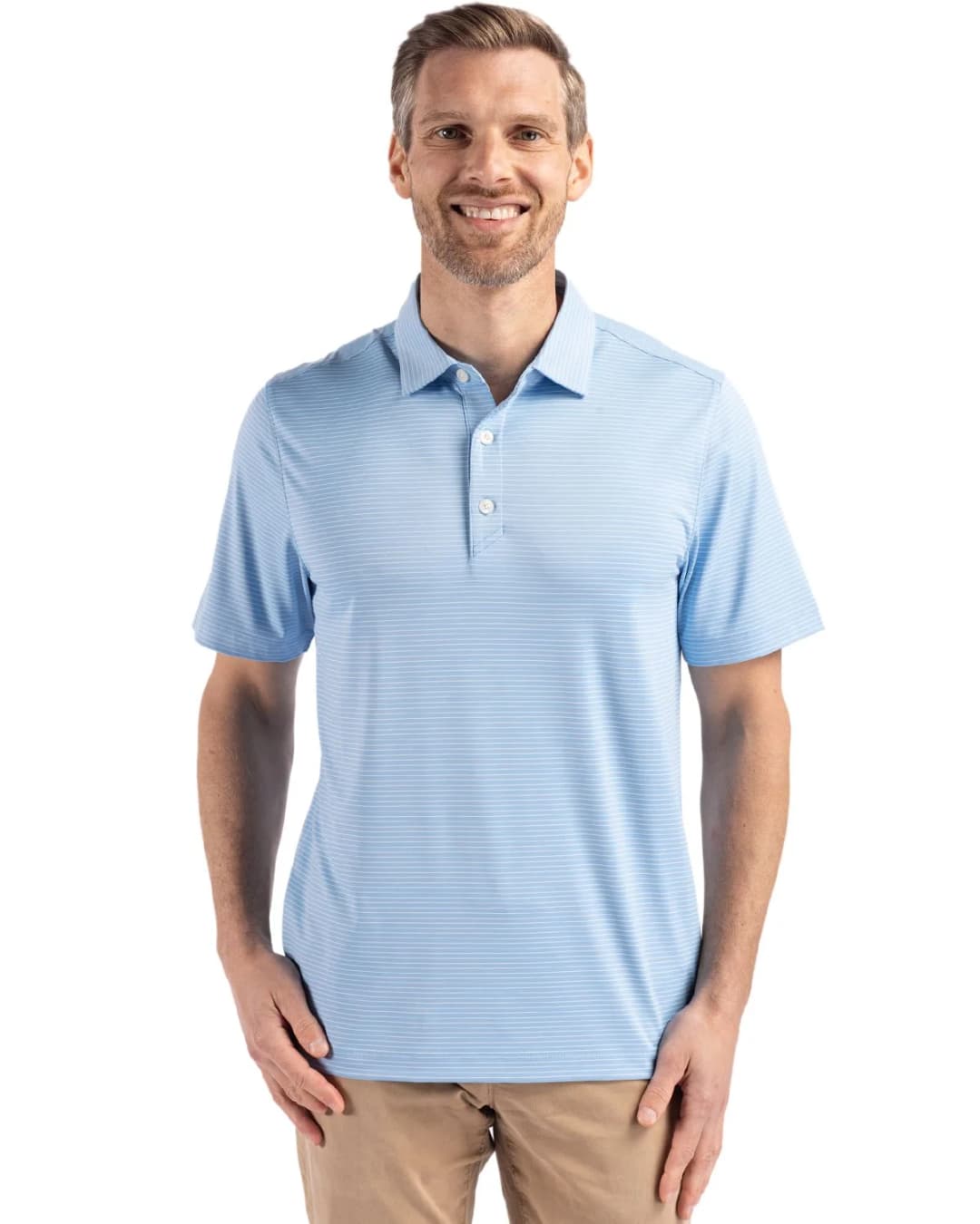 Cutter & Buck Forge Eco Fine Line Stripe Stretch Recycled Mens Polo
