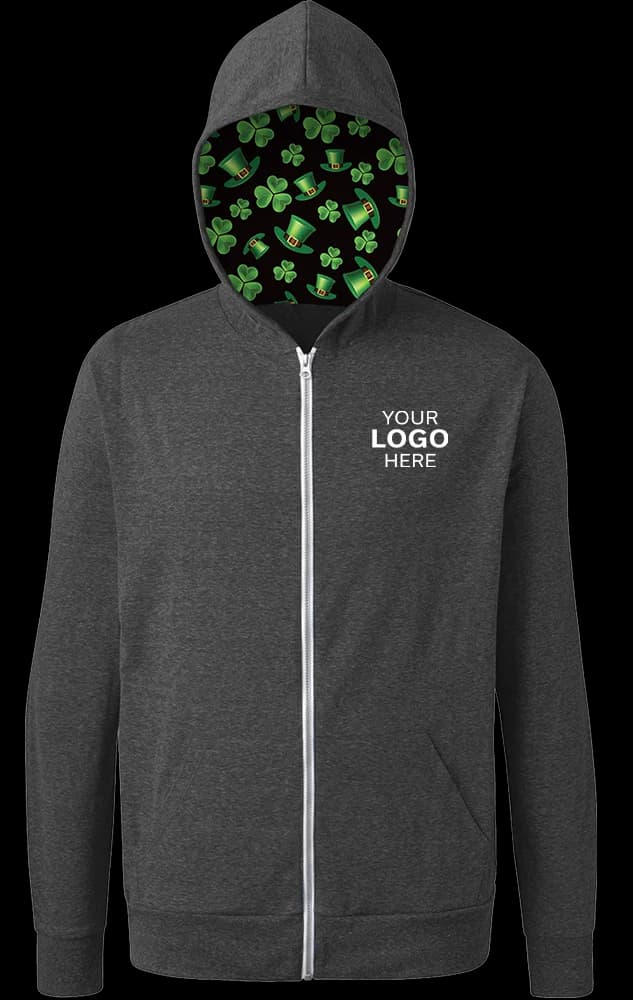 Blue Generation St. Patrick's themed Triblend Contrast Zip Front Hoodie