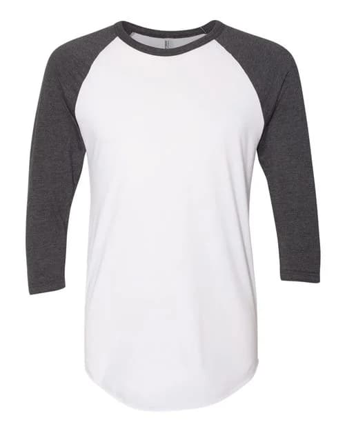 American Apparel Unisex USA-Made 50/50 Poly/Cotton Raglan Three-Quarter Sleeve Tee