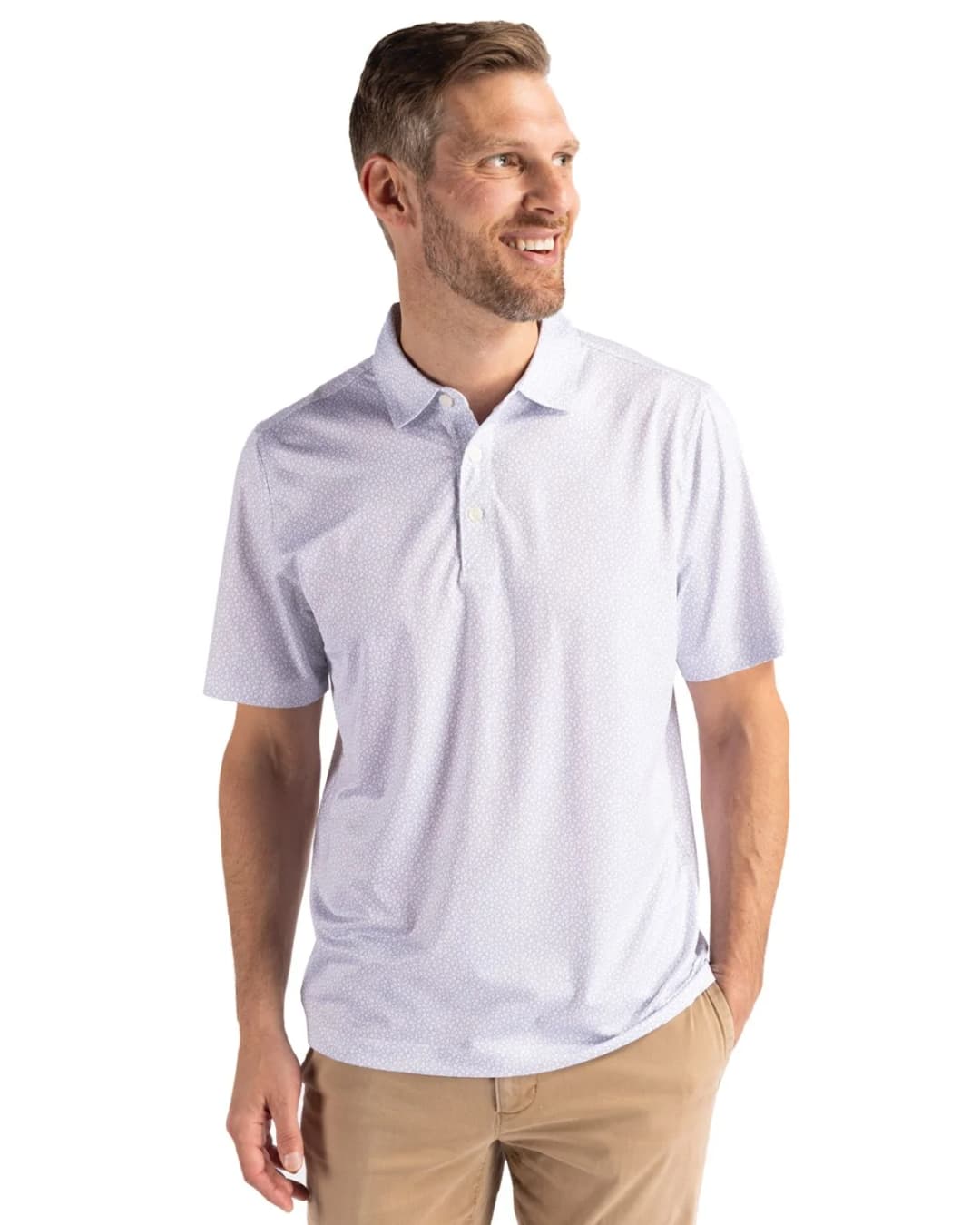 Cutter & Buck Pike Eco Pebble Print Stretch Recycled Mens Polo