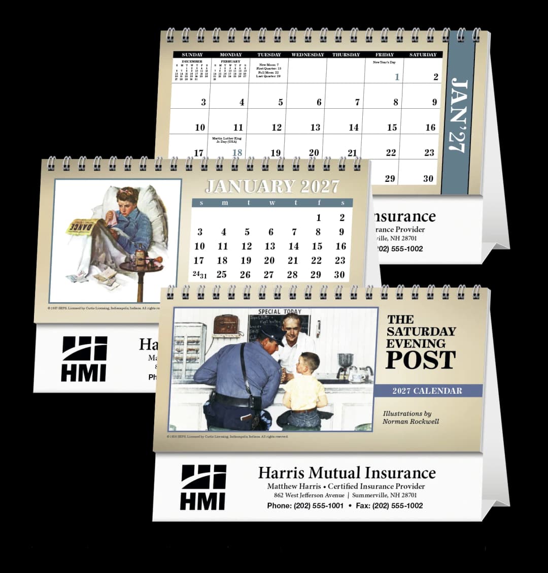 The Saturday Evening Post Illustrations by Norman Rockwell Desk Calendar