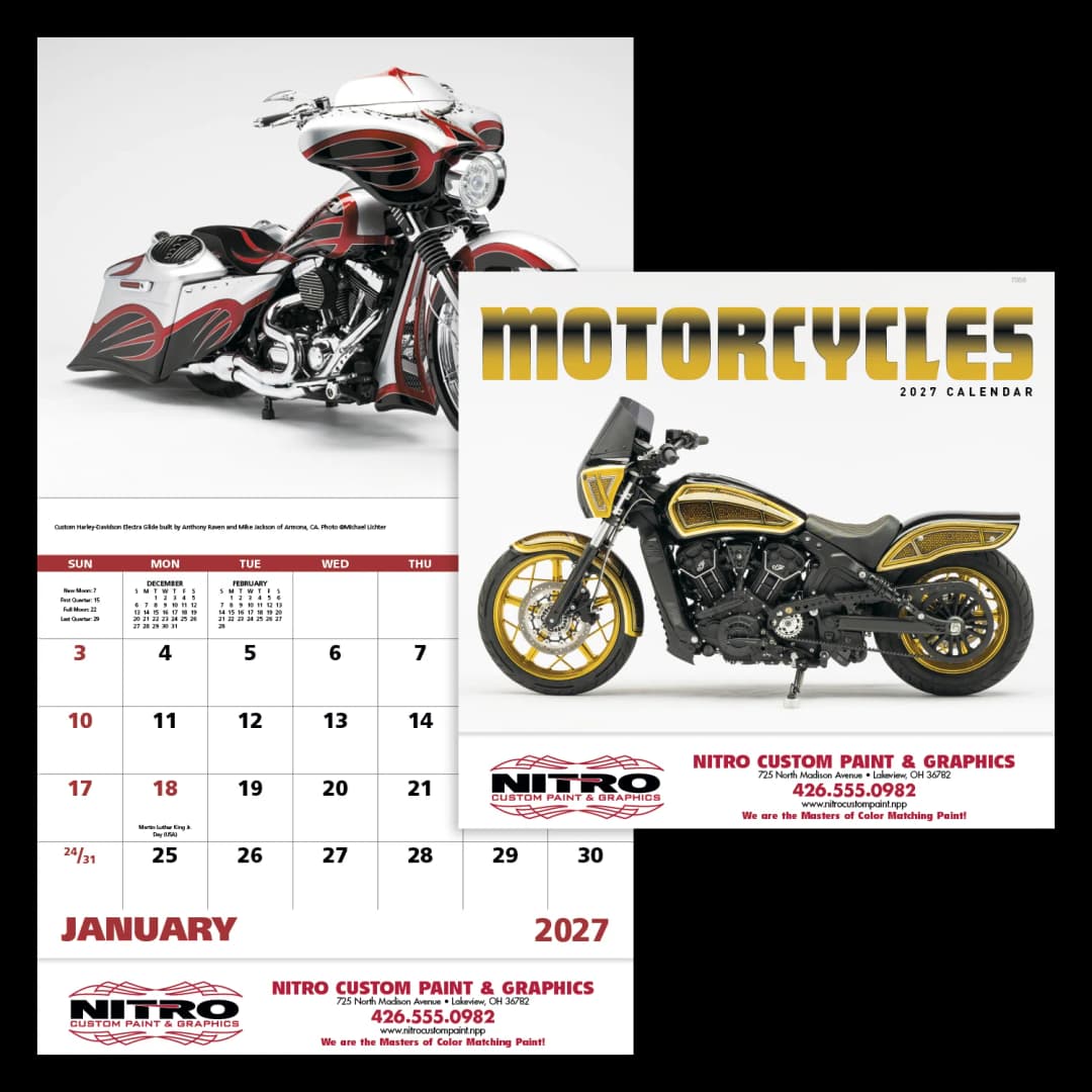 Motorcycles - Stapled Calendar