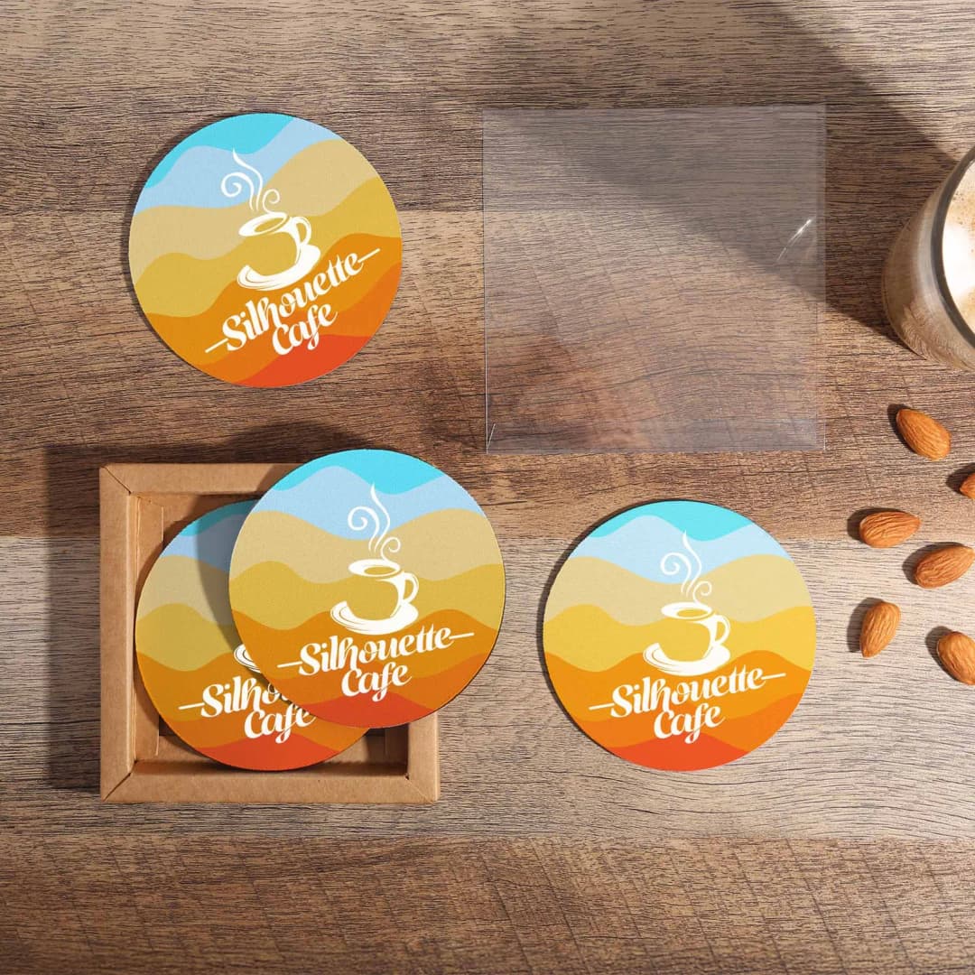 4 Pc reGen Recycled Polyester Round Dye Sub Coaster Set