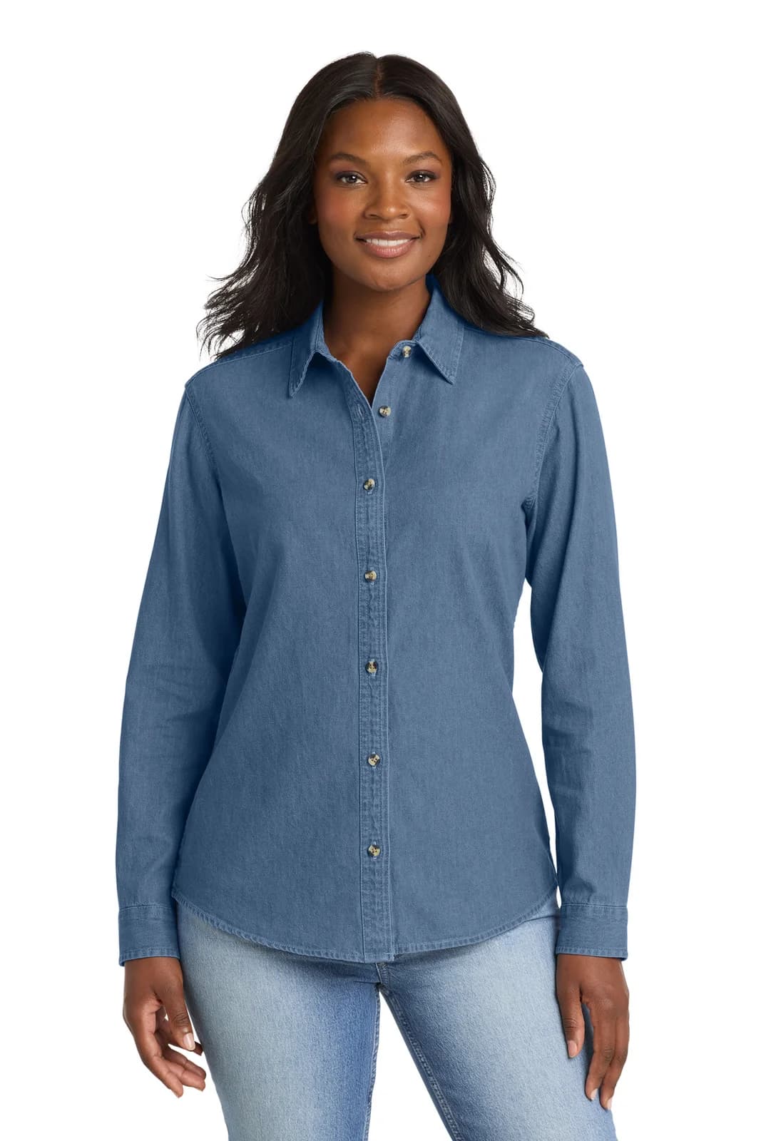 Port & Co® Women's Long Sleeve Value Denim Shirt