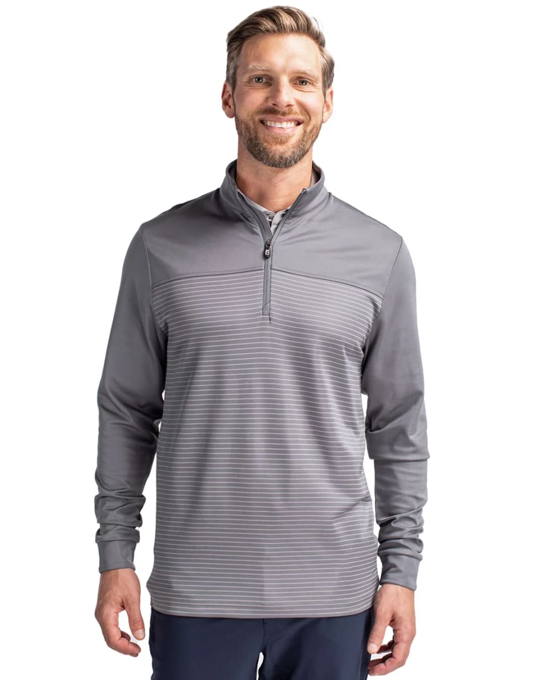 Cutter & Buck Traverse Stripe Stretch Quarter Zip Mens Big and Tall Pullover