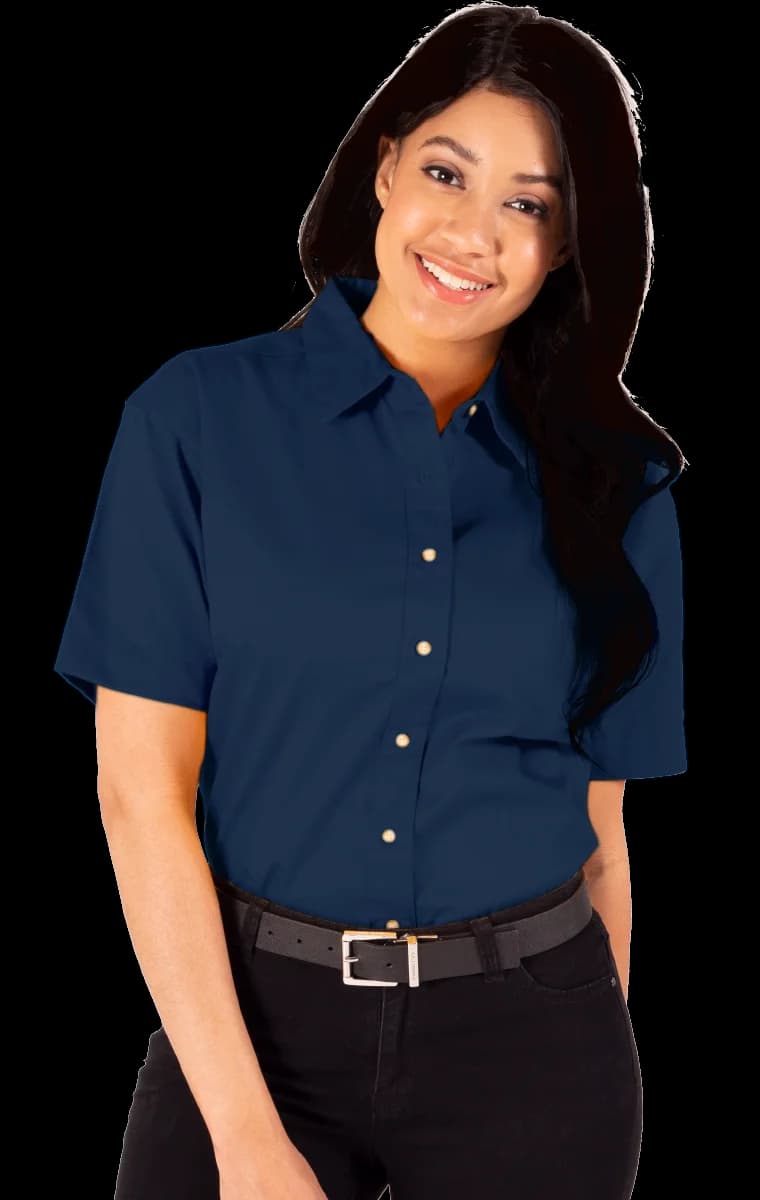 Blue Generation Ladies' Scotchgard Twill Short-Sleeve Shirt