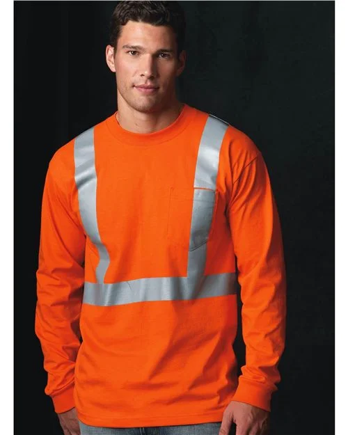 Bayside Unisex USA-Made High Visibility Long Sleeve Pocket T-Shirt