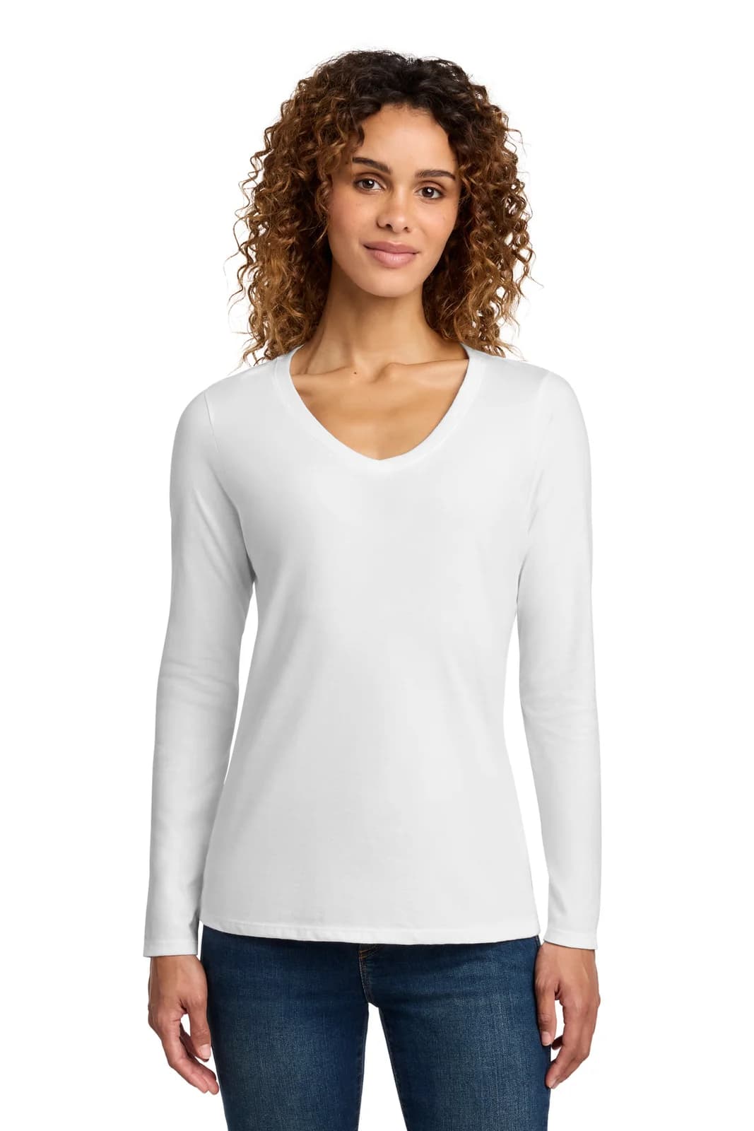 Port & Co® Women's Long Sleeve Fan Favorite V-Neck Tee