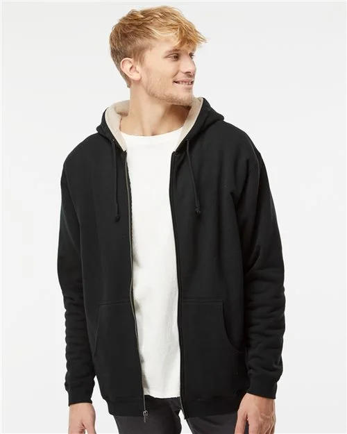 Independent Trading Co. Men's Sherpa-Lined Full-Zip Hooded Sweatshirt