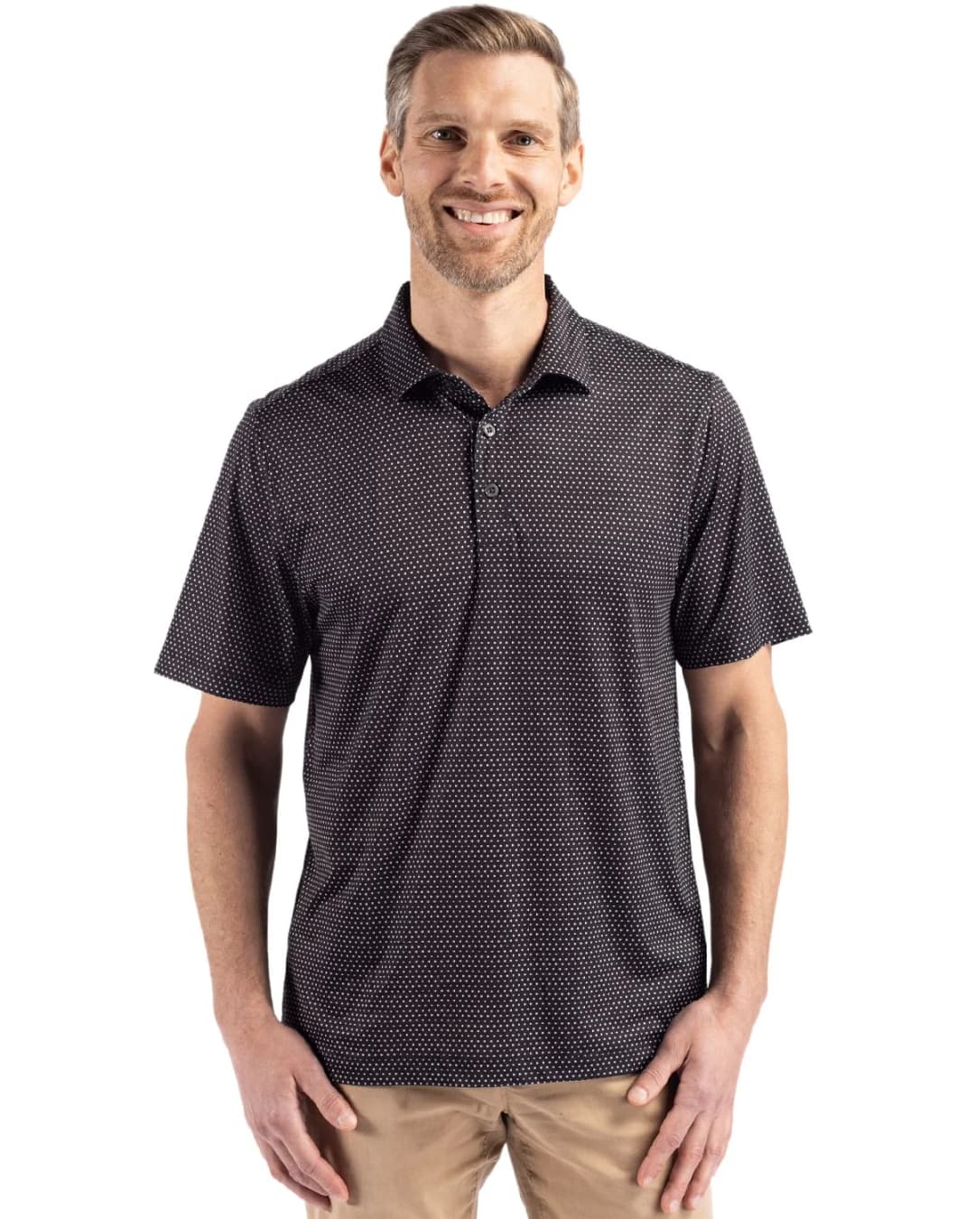 Cutter & Buck Pike Eco Shadow Check Print Recycled Mens Polo