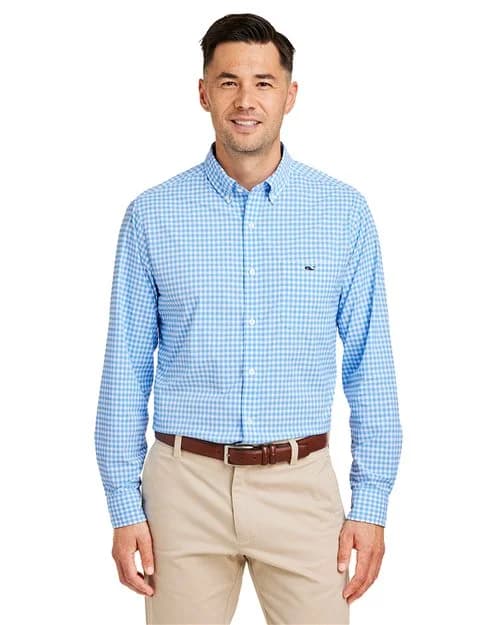 vineyard vines Men's On-The-Go Nylon Gingham Shirt