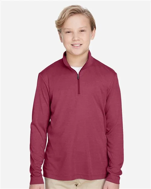 Team 365 Youth Zone Sonic Heather Performance Quarter-Zip Pullover
