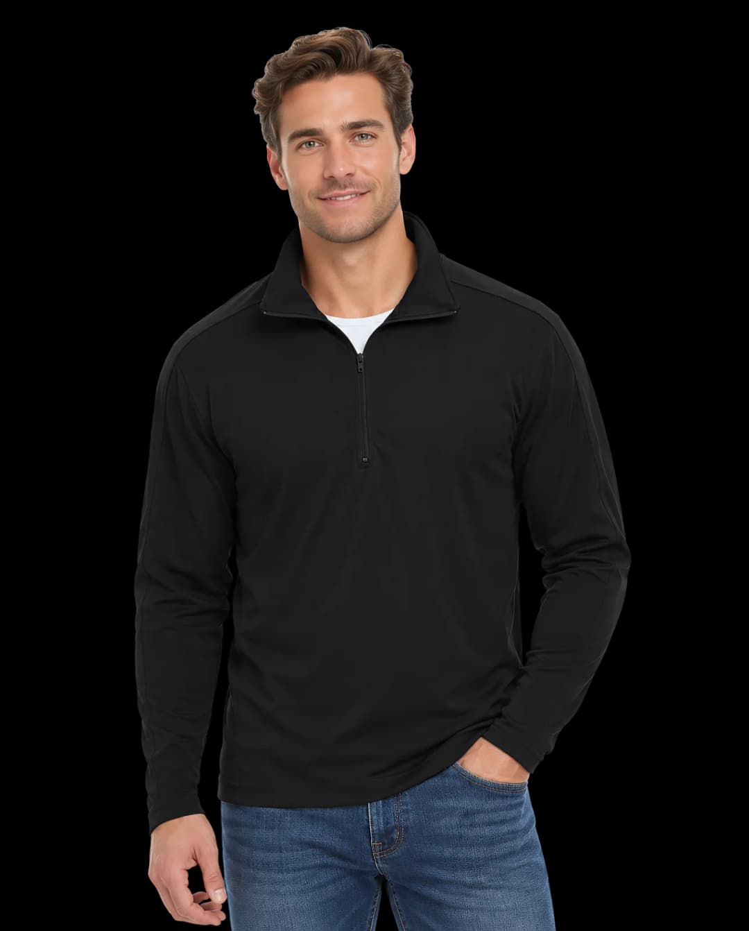 Blue Generation Men's Wicking Solid 1/4 Zip L/S Pullover