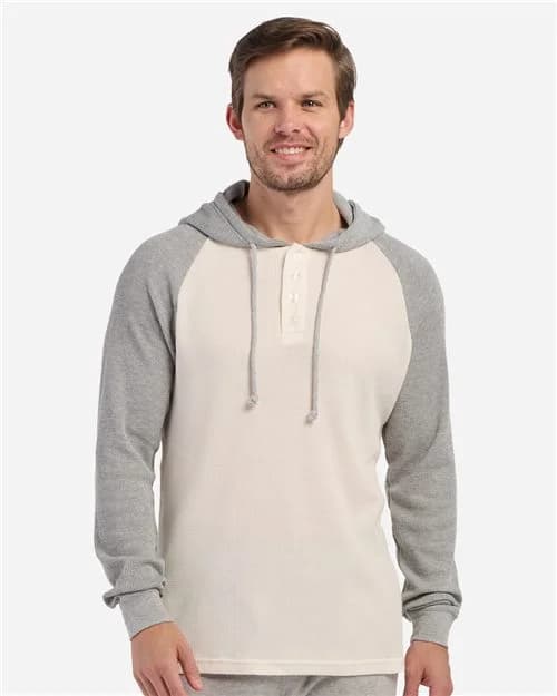 Boxercraft Unisex Waffle Knit Pullover Hooded Long Sleeve T-Shirt