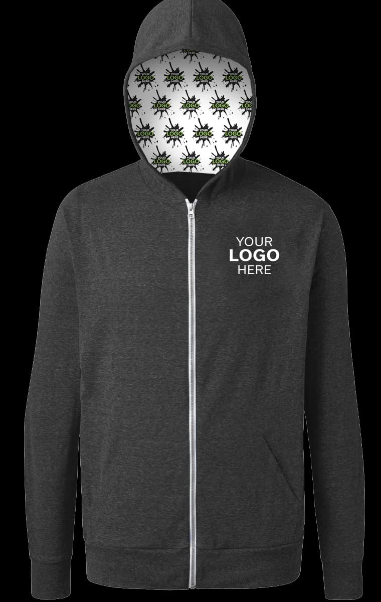 Blue Generation Your Logo Here Adult Zip Front Hoodie