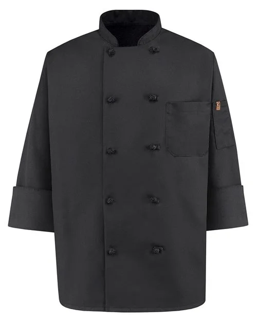 Chef Designs Black Knot Button Chef Coat