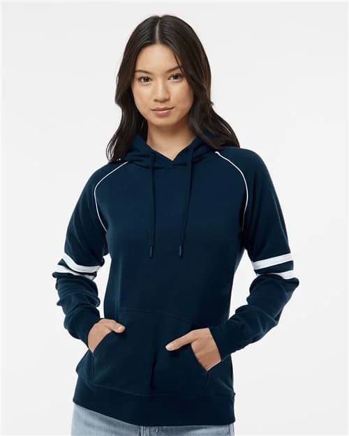 J. America Women's Varsity Fleece Piped Hooded Sweatshirt