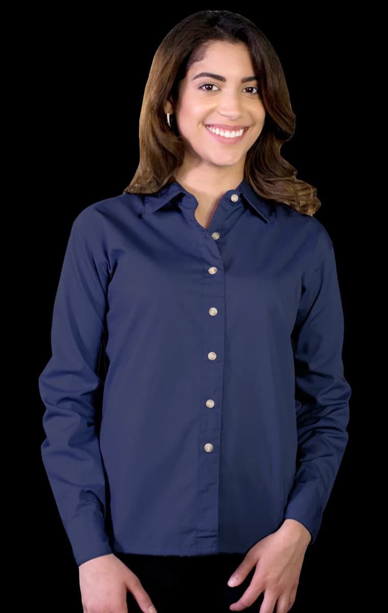Blue Generation Ladies' L/S Superblend Poplin Shirt with Bone Buttons